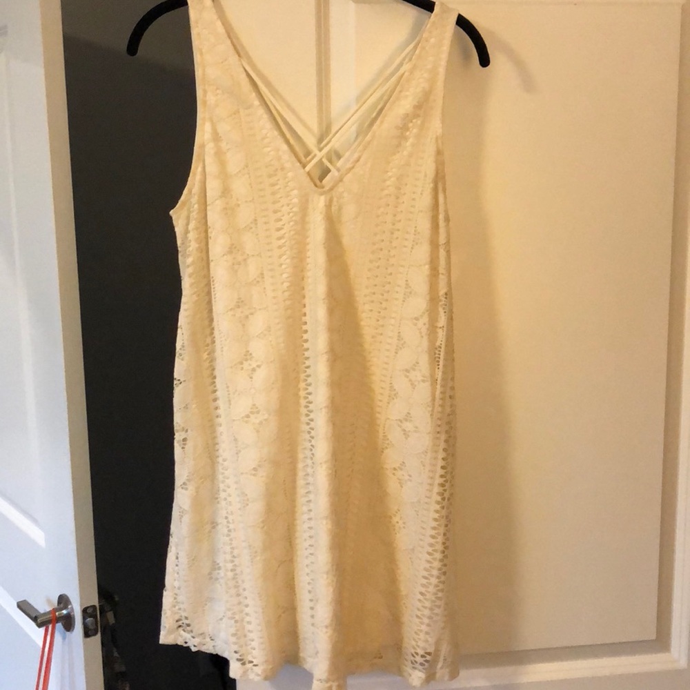 Lush Cream Eyelet Dress